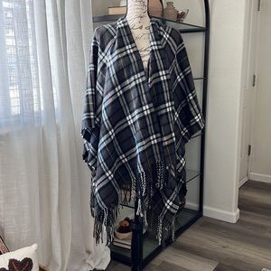 Free people plaid poncho shrug OS